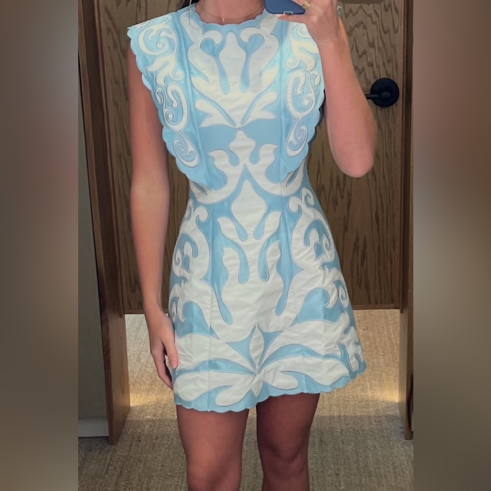 Antipoden Blue and White Mini Dress